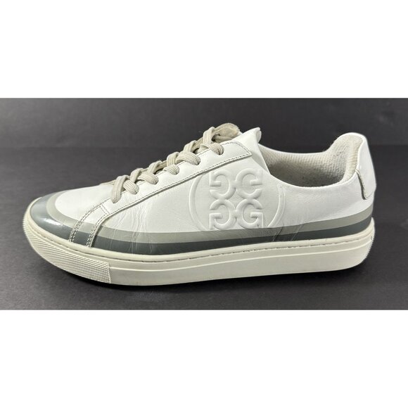G/Fore Tuxedo Disruptor Spiked Golf Shoes Men Size 7 White Leather Logo Sneaker - Picture 1 of 12